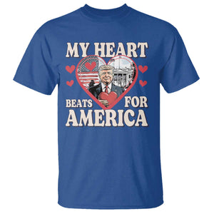 Funny Trump Valentine's Day T Shirt My Heart Beats For America White House TS11 Royal Blue Print Your Wear