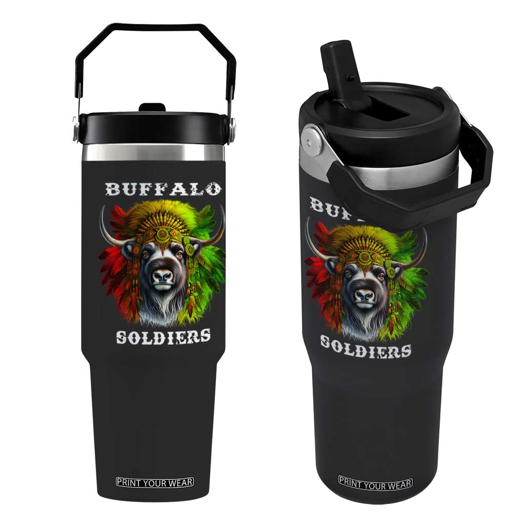 Buffalo Soldiers Flip Straw Tumbler African American Heros Black History Month TS11 One Size: 30 oz Black Print Your Wear