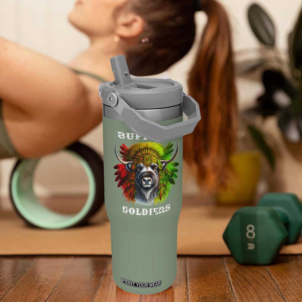 Buffalo Soldiers Flip Straw Tumbler African American Heros Black History Month TS11 One Size: 30 oz Moss Green Print Your Wear