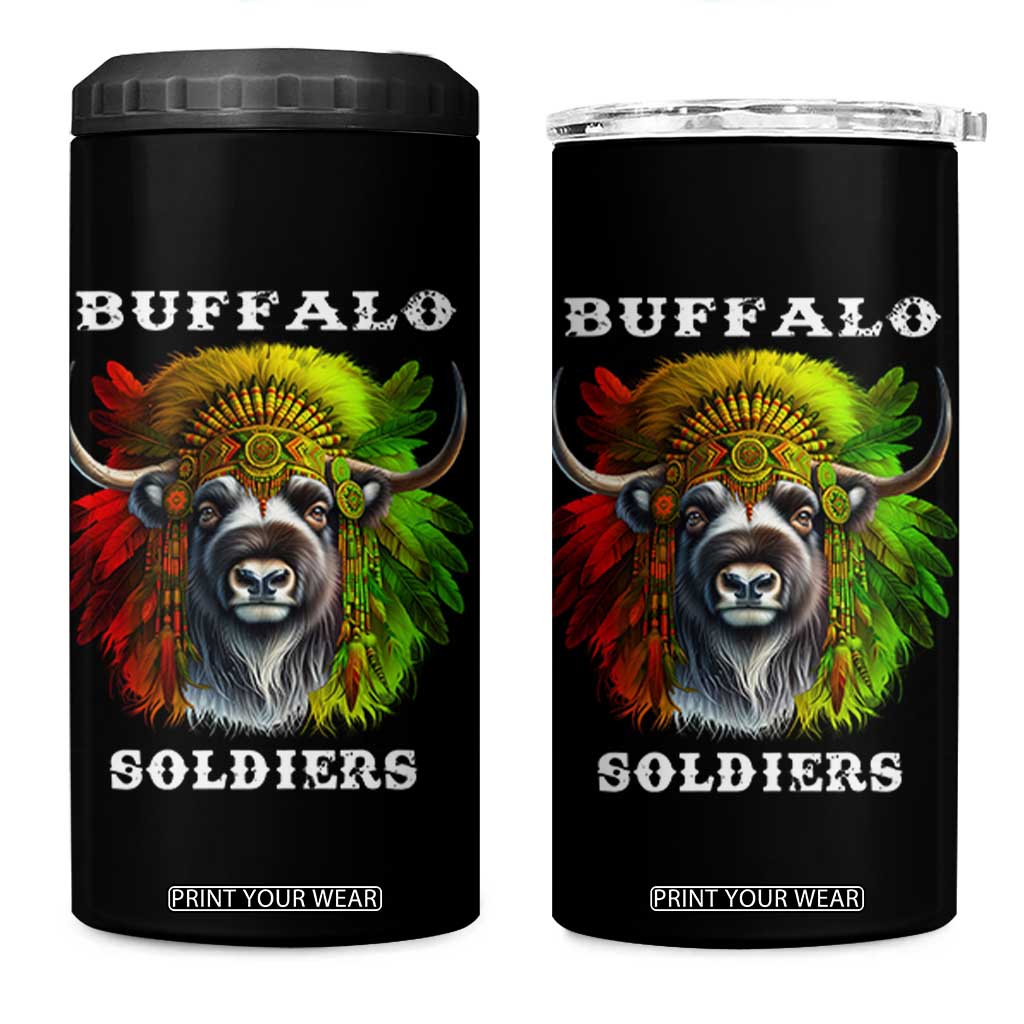 Buffalo Soldiers 4 in 1 Can Cooler Tumbler African American Heros Black History Month TS11 One Size: 16 oz Black Print Your Wear