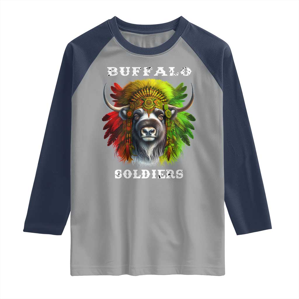 Buffalo Soldiers Raglan Shirt African American Heros Black History Month TS11 Sport Gray Navy Print Your Wear