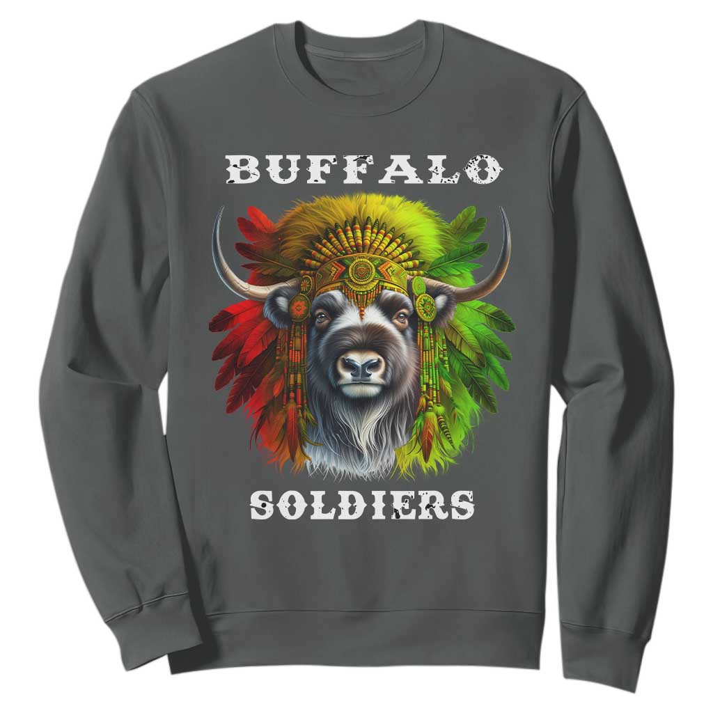 Buffalo Soldiers Sweatshirt African American Heros Black History Month TS11 Dark Heather Print Your Wear