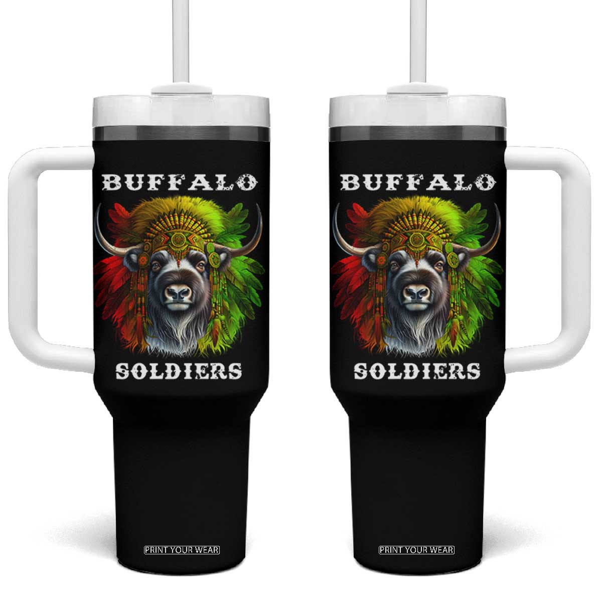 Buffalo Soldiers Tumbler With Handle African American Heros Black History Month TS11 One Size: 40 oz Black Print Your Wear