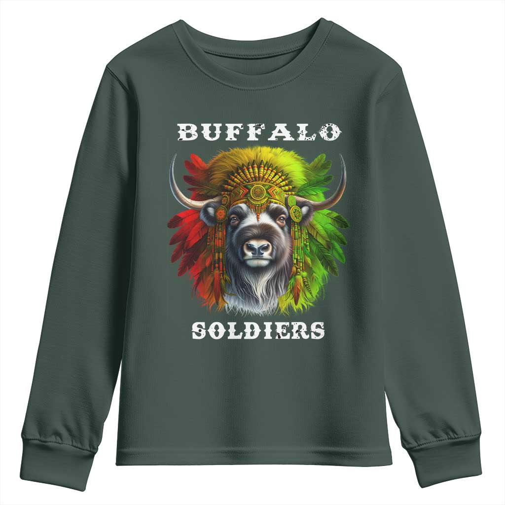 Buffalo Soldiers Youth Sweatshirt African American Heros Black History Month TS11 Dark Forest Green Print Your Wear