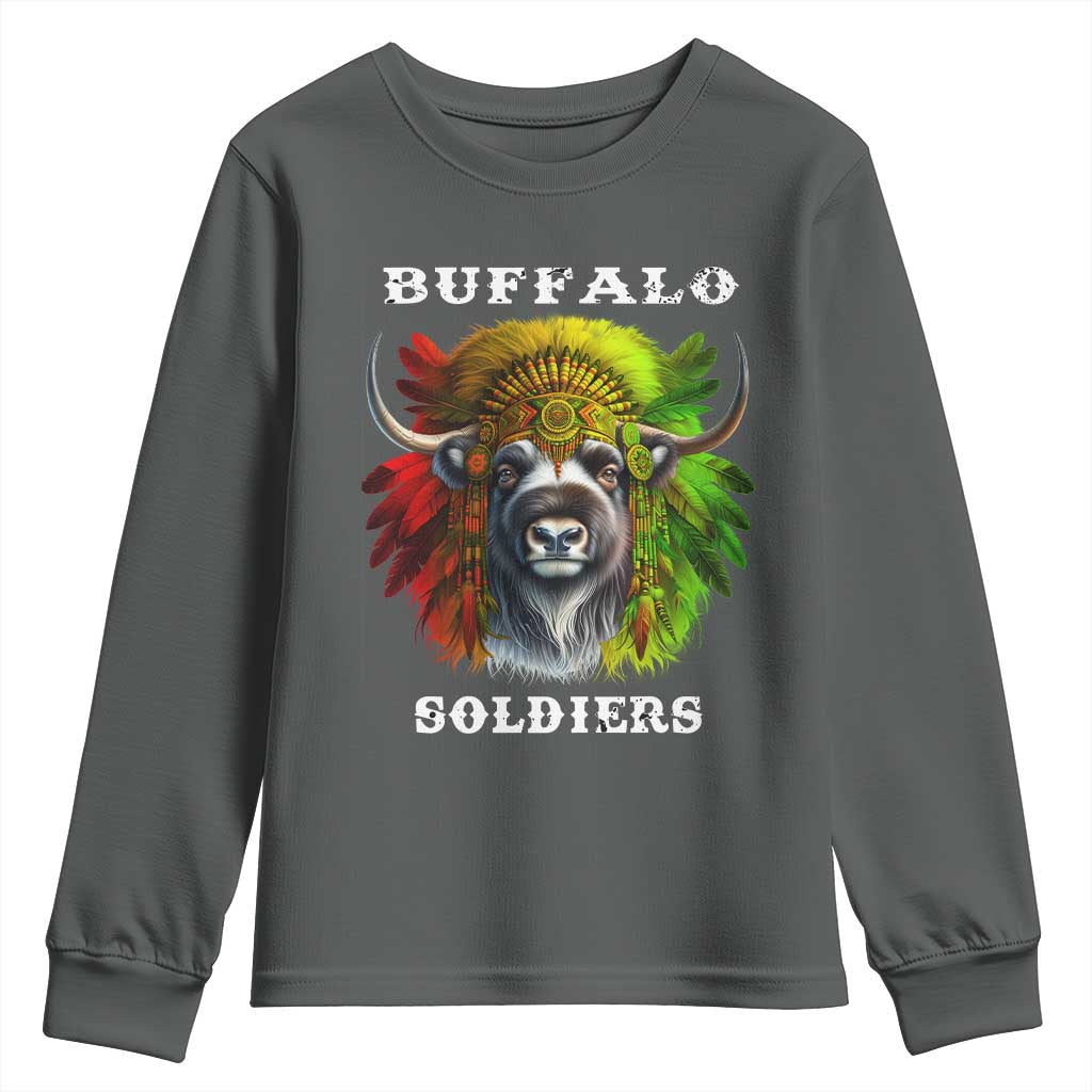 Buffalo Soldiers Youth Sweatshirt African American Heros Black History Month TS11 Dark Heather Print Your Wear