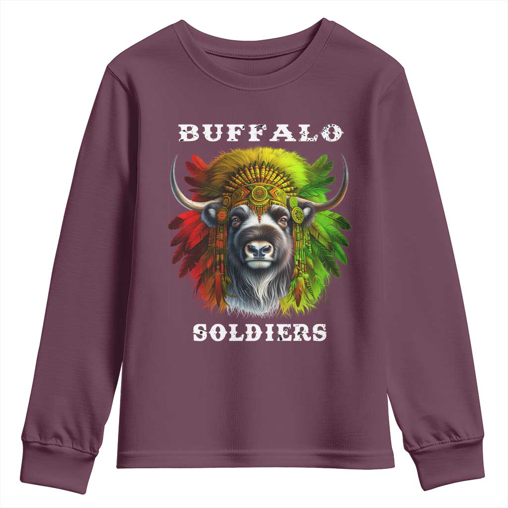 Buffalo Soldiers Youth Sweatshirt African American Heros Black History Month TS11 Maroon Print Your Wear