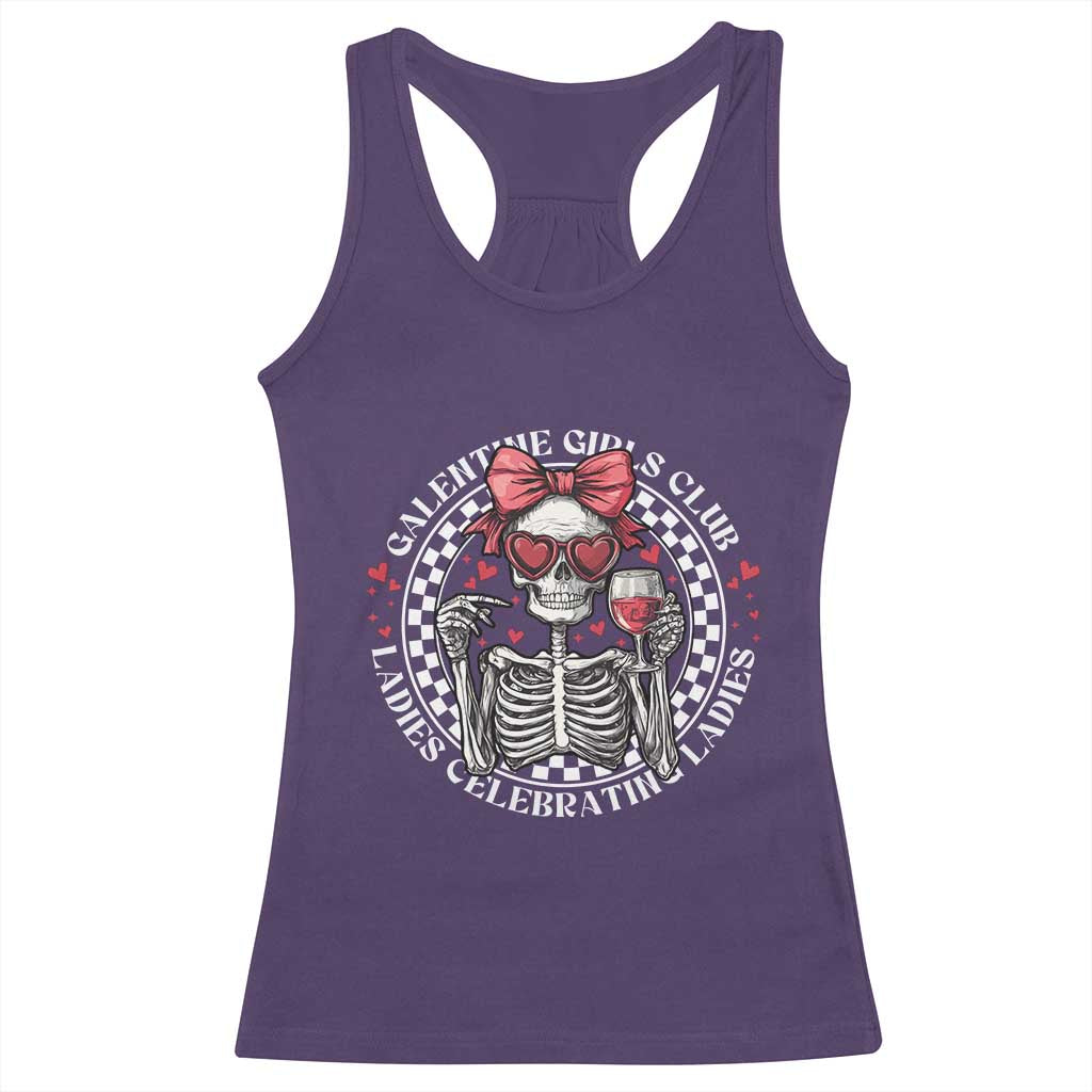 Funny Galentine's Day Racerback Tank Top Galentine Girls Club Ladies Celebrating Ladies Skeleton TS11 Purple Print Your Wear