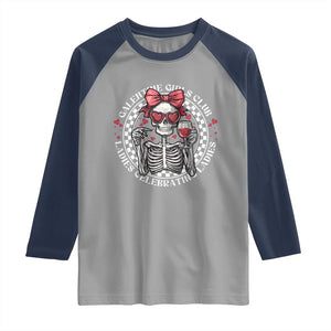 Funny Galentine's Day Raglan Shirt Galentine Girls Club Ladies Celebrating Ladies Skeleton TS11 Sport Gray Navy Print Your Wear