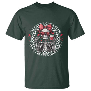 Funny Galentine's Day T Shirt Galentine Girls Club Ladies Celebrating Ladies Skeleton TS11 Dark Forest Green Print Your Wear