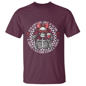 Funny Galentine's Day T Shirt Galentine Girls Club Ladies Celebrating Ladies Skeleton TS11 Maroon Print Your Wear