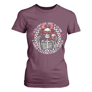 Funny Galentine's Day T Shirt For Women Galentine Girls Club Ladies Celebrating Ladies Skeleton TS11 Maroon Print Your Wear