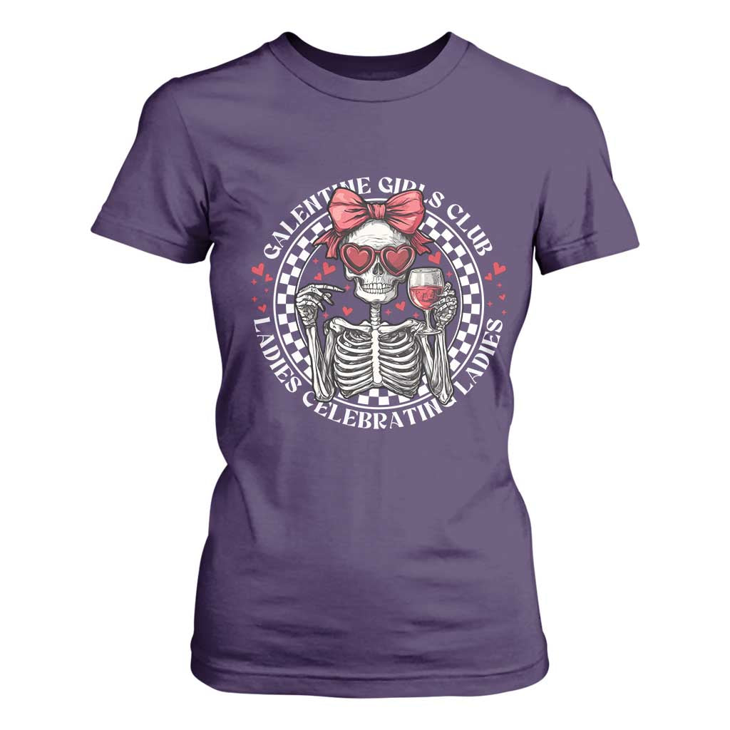 Funny Galentine's Day T Shirt For Women Galentine Girls Club Ladies Celebrating Ladies Skeleton TS11 Purple Print Your Wear
