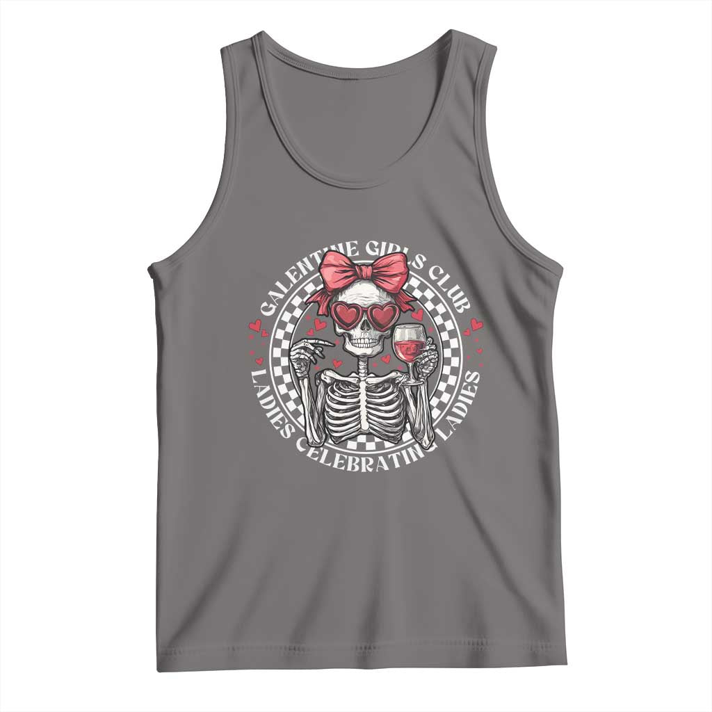 Funny Galentine's Day Tank Top Galentine Girls Club Ladies Celebrating Ladies Skeleton TS11 Deep Heather Print Your Wear