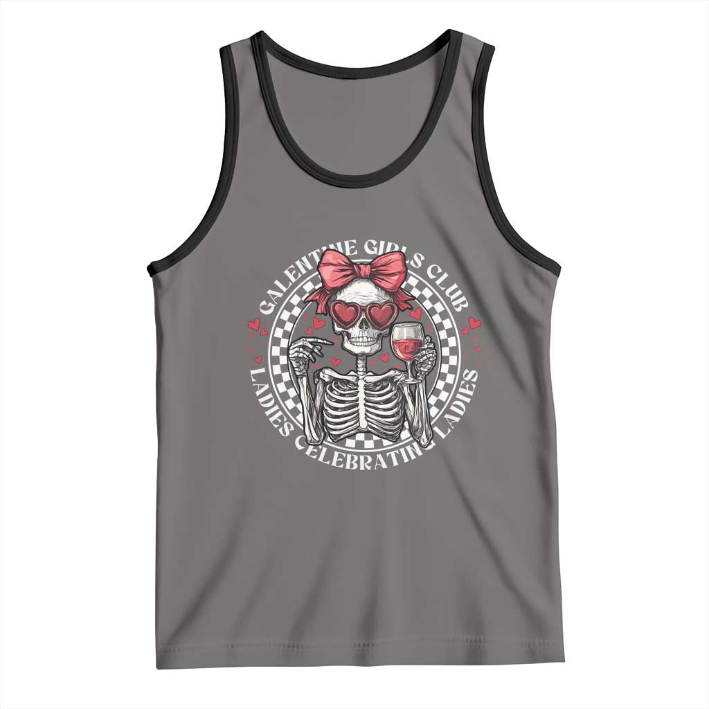 Funny Galentine's Day Tank Top Galentine Girls Club Ladies Celebrating Ladies Skeleton TS11 Deep Heather Black Print Your Wear