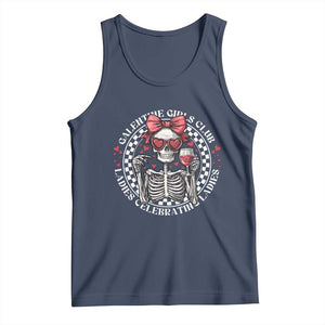 Funny Galentine's Day Tank Top Galentine Girls Club Ladies Celebrating Ladies Skeleton TS11 Navy Print Your Wear