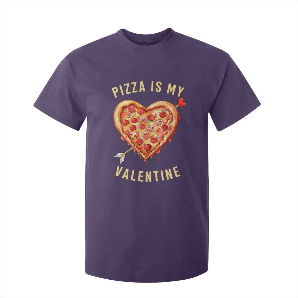 Funny Pizza Is My Valentine T Shirt For Kid Valentine's Day Heart Pepperoni Slice TS11 Purple Print Your Wear