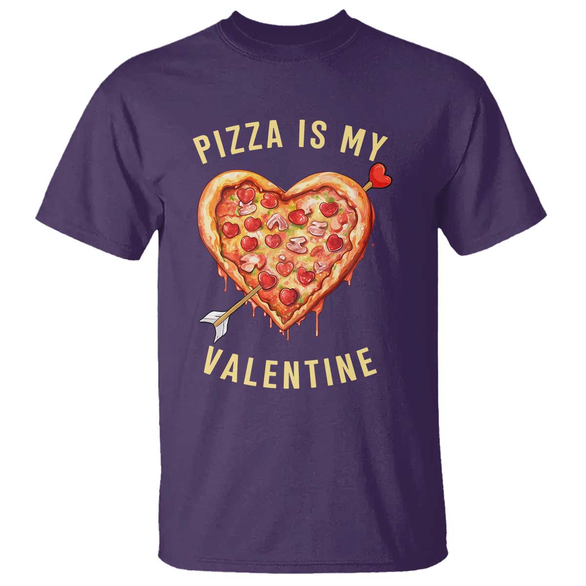 Funny Pizza Is My Valentine T Shirt Valentine's Day Heart Pepperoni Slice TS11 Purple Print Your Wear