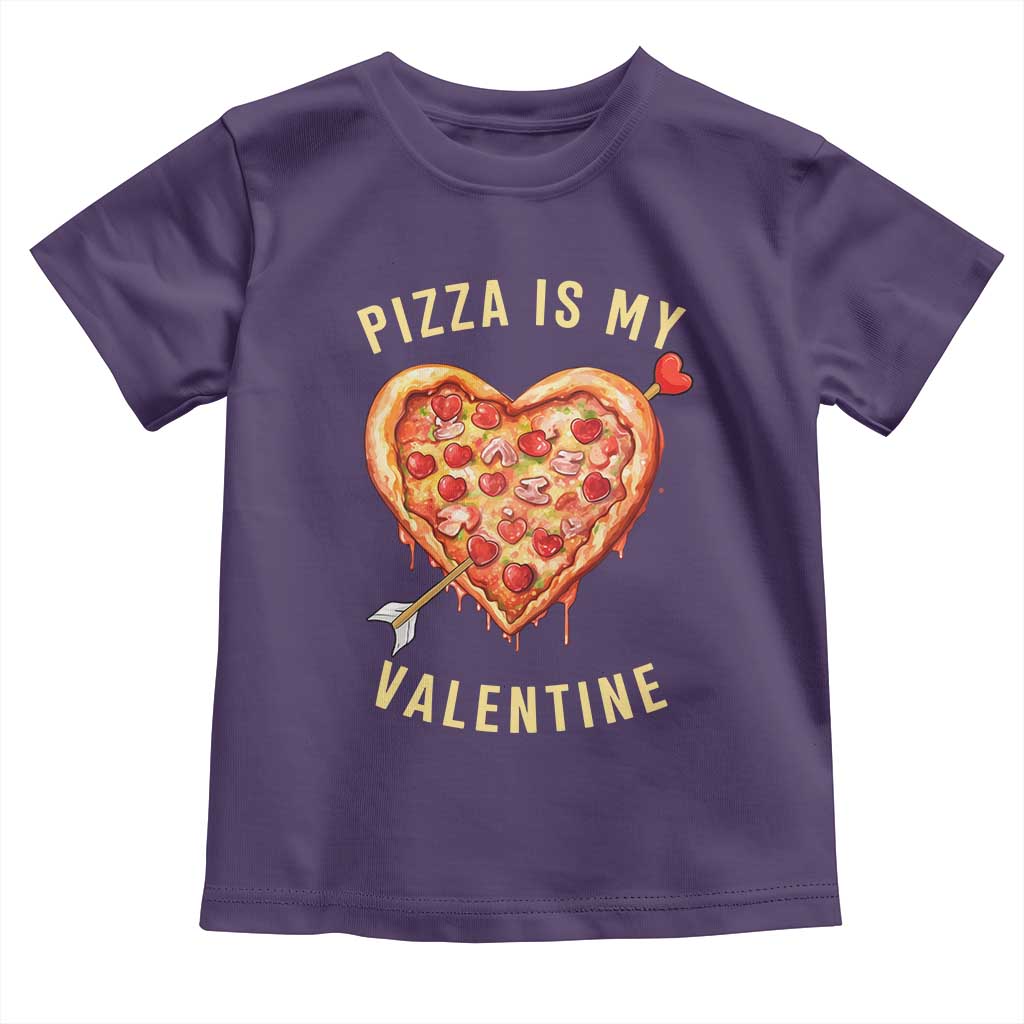Funny Pizza Is My Valentine Toddler T Shirt Valentine's Day Heart Pepperoni Slice TS11 Purple Print Your Wear