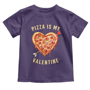 Funny Pizza Is My Valentine Toddler T Shirt Valentine's Day Heart Pepperoni Slice TS11 Purple Print Your Wear