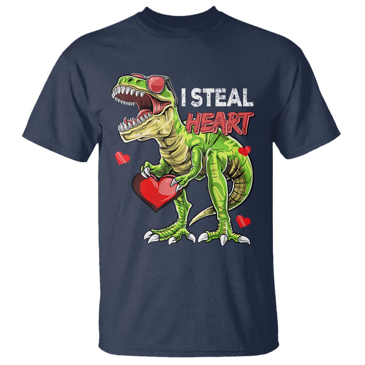 Funny Dinosaur Valentine's Day I Steal Heart T Shirt TS11 Navy Print Your Wear