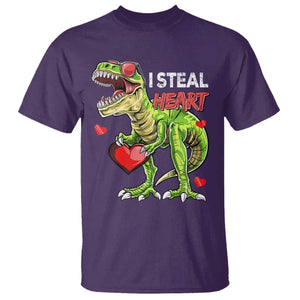 Funny Dinosaur Valentine's Day I Steal Heart T Shirt TS11 Purple Print Your Wear