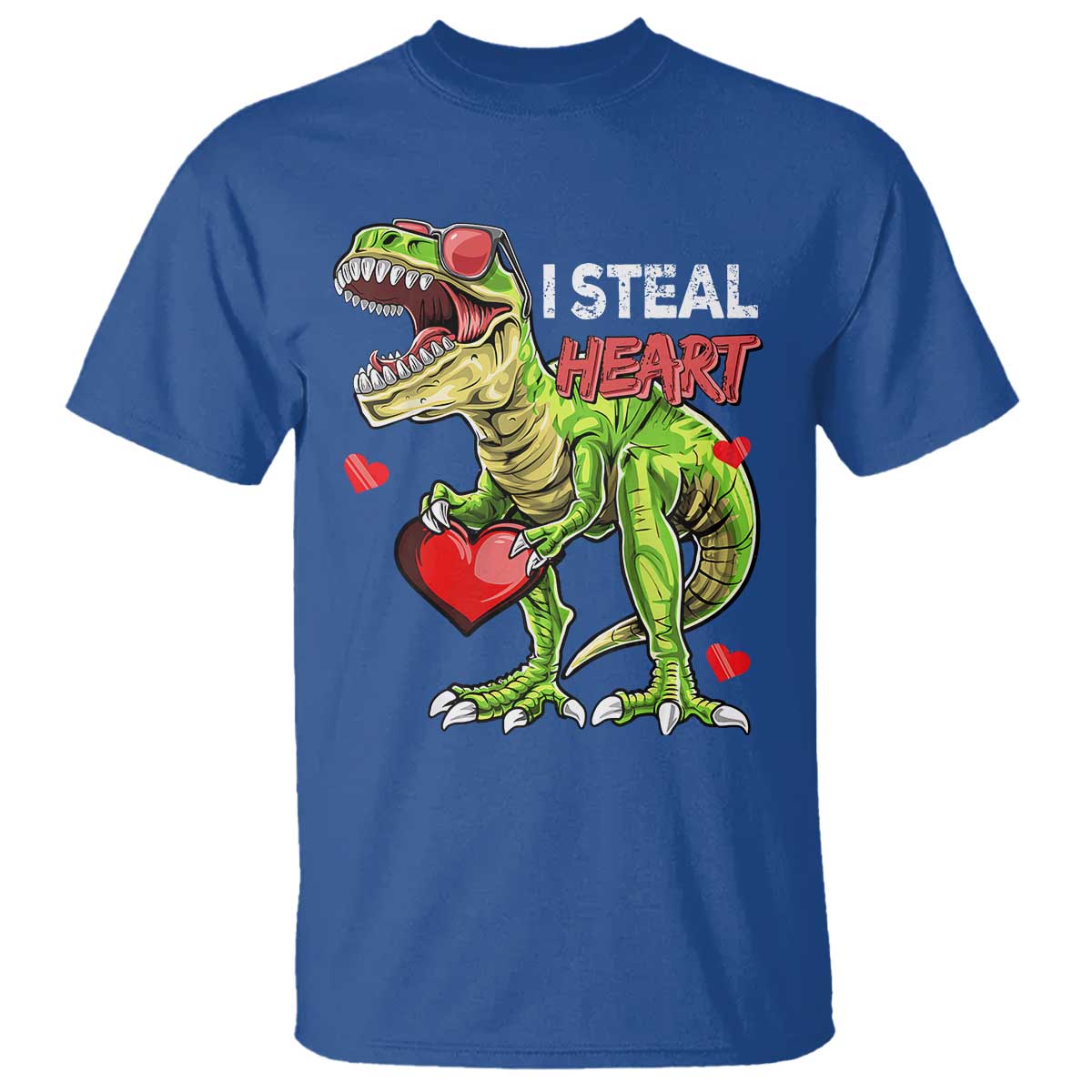Funny Dinosaur Valentine's Day I Steal Heart T Shirt TS11 Royal Blue Print Your Wear