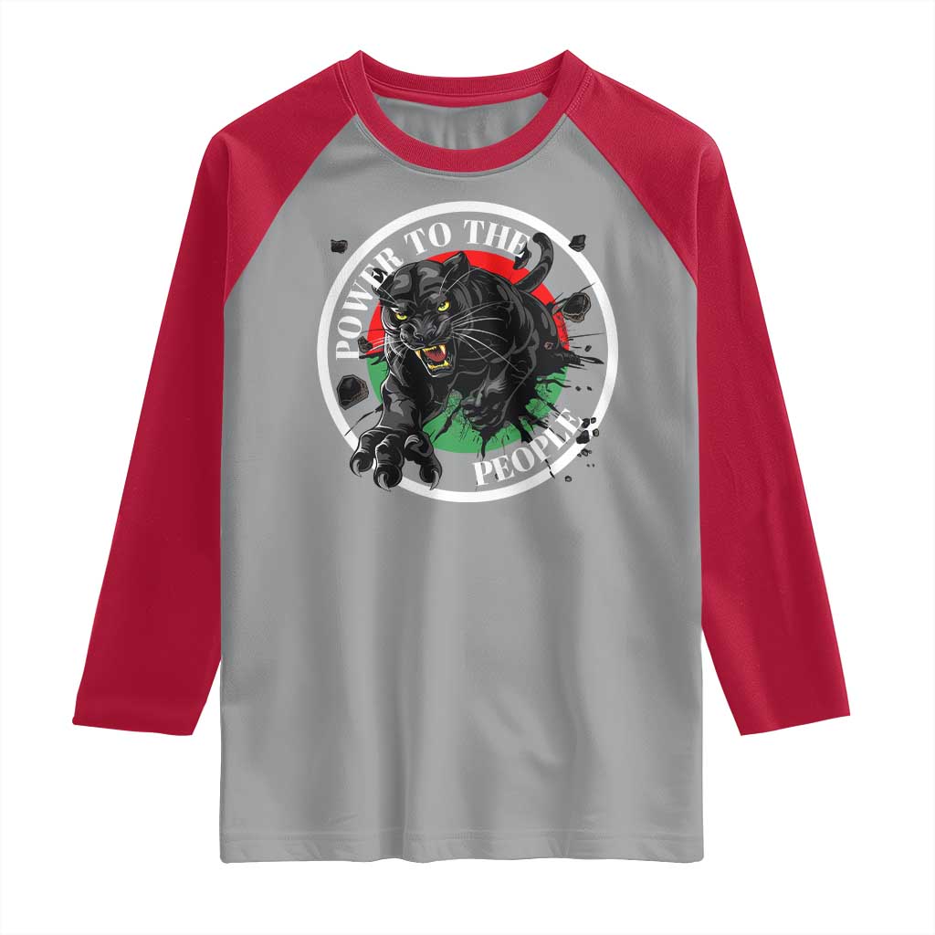 Power To The People Black Panther Party Raglan Shirt Black History Month TS11 Sport Gray Red Print Your Wear