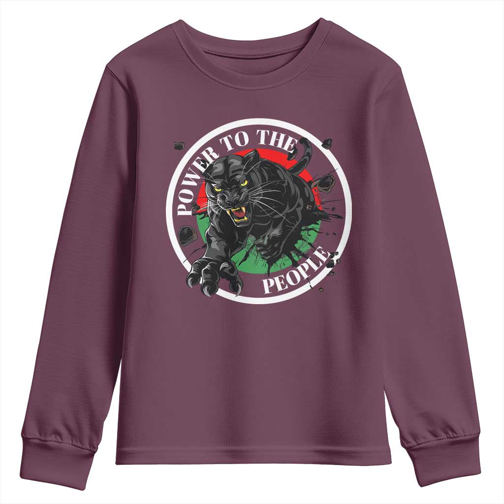 Power To The People Black Panther Party Youth Sweatshirt Black History Month TS11 Maroon Print Your Wear
