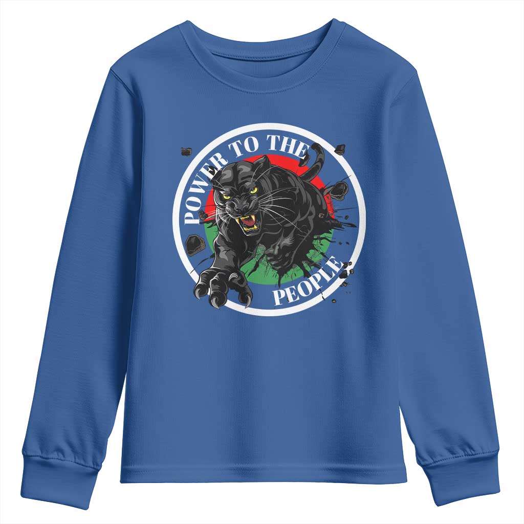 Power To The People Black Panther Party Youth Sweatshirt Black History Month TS11 Royal Blue Print Your Wear