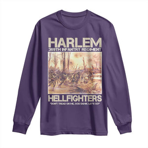 Harlem Hellfighters Long Sleeve Shirt 369th Infantry Regiment Don't Tread On Me Let's Go Black History Month TS11 Purple Print Your Wear