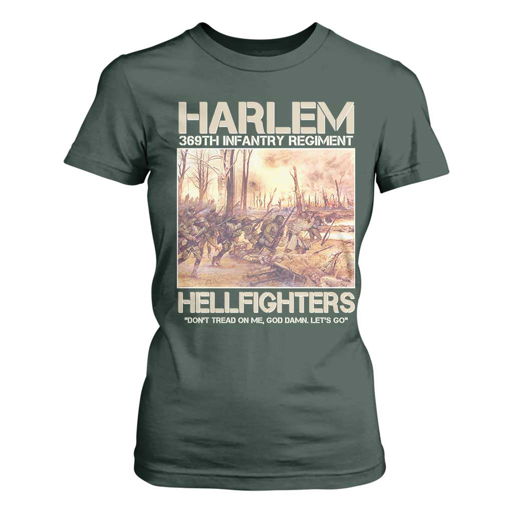 Harlem Hellfighters T Shirt For Women 369th Infantry Regiment Don't Tread On Me Let's Go Black History Month TS11 Dark Forest Green Print Your Wear