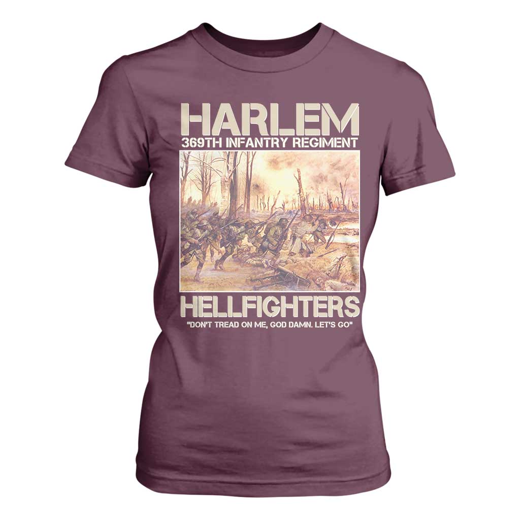 Harlem Hellfighters T Shirt For Women 369th Infantry Regiment Don't Tread On Me Let's Go Black History Month TS11 Maroon Print Your Wear