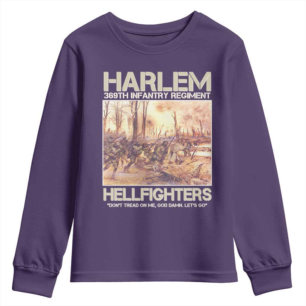 Harlem Hellfighters Youth Sweatshirt 369th Infantry Regiment Don't Tread On Me Let's Go Black History Month TS11 Purple Print Your Wear