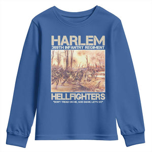Harlem Hellfighters Youth Sweatshirt 369th Infantry Regiment Don't Tread On Me Let's Go Black History Month TS11 Royal Blue Print Your Wear