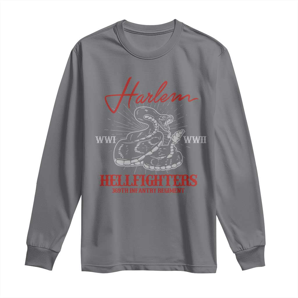 Harlem Hellfighters Long Sleeve Shirt 369th Infantry Regiment Black Snake Black History Month TS11 Charcoal Print Your Wear