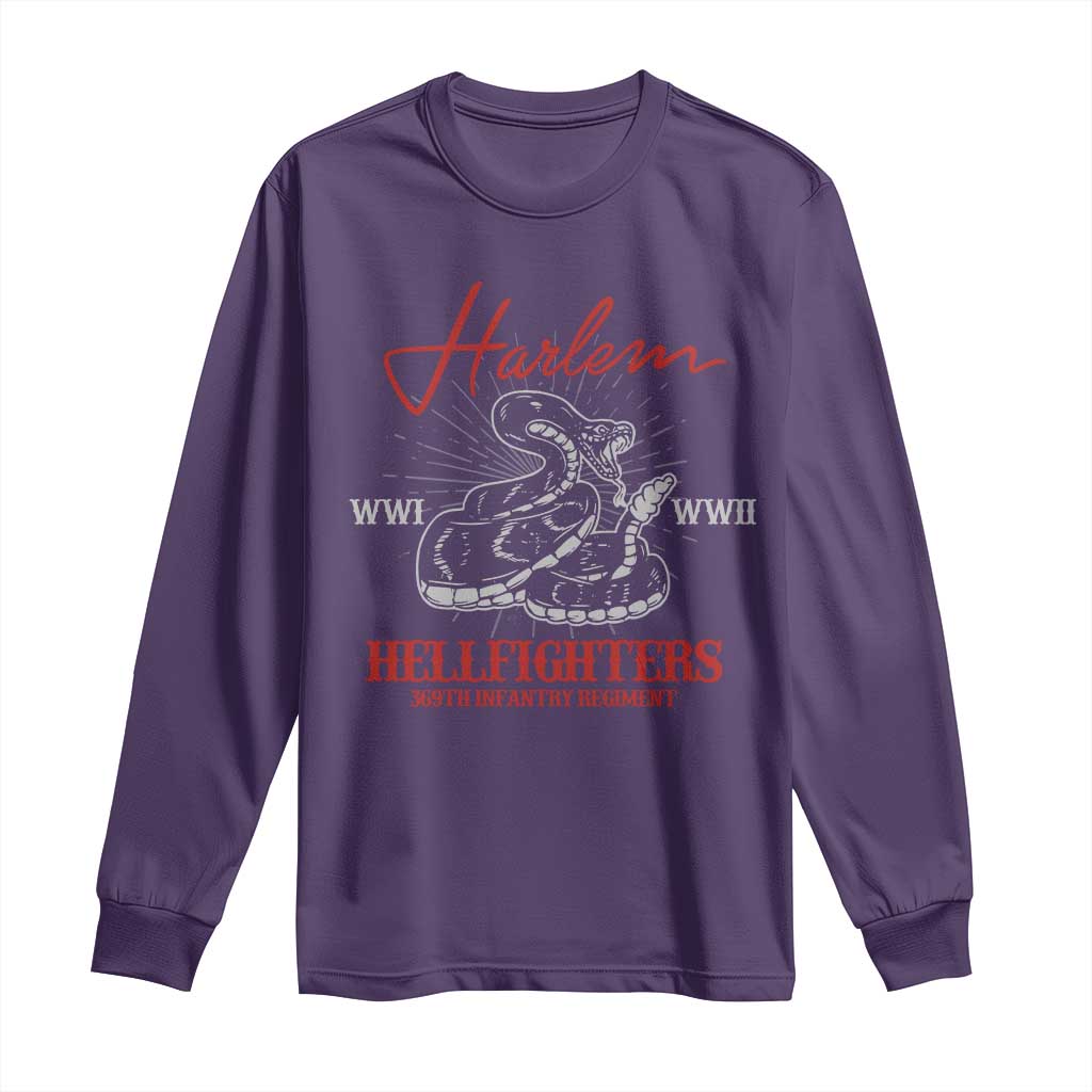 Harlem Hellfighters Long Sleeve Shirt 369th Infantry Regiment Black Snake Black History Month TS11 Purple Print Your Wear