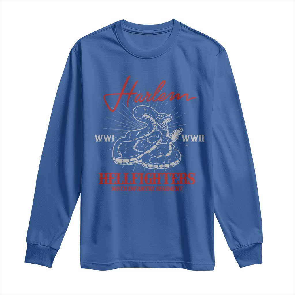 Harlem Hellfighters Long Sleeve Shirt 369th Infantry Regiment Black Snake Black History Month TS11 Royal Blue Print Your Wear