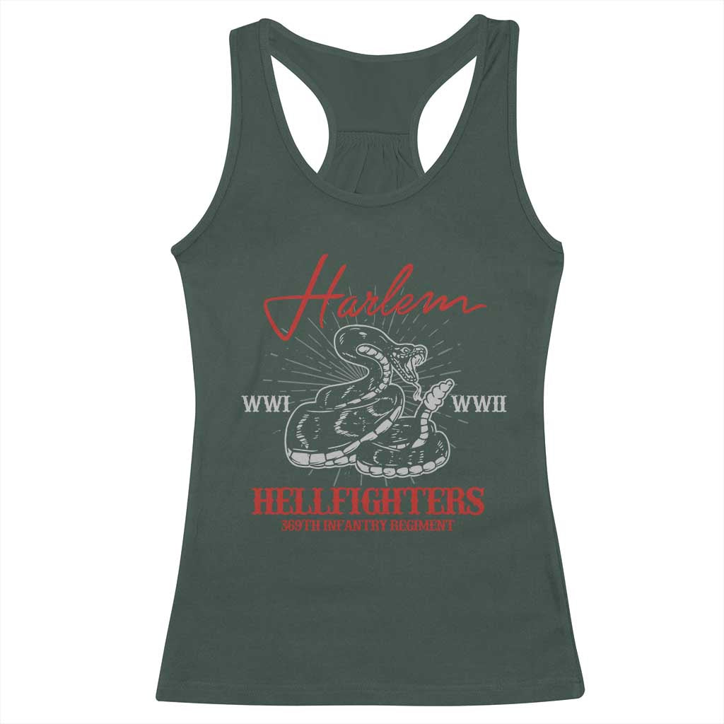 Harlem Hellfighters Racerback Tank Top 369th Infantry Regiment Black Snake Black History Month TS11 Dark Forest Green Print Your Wear