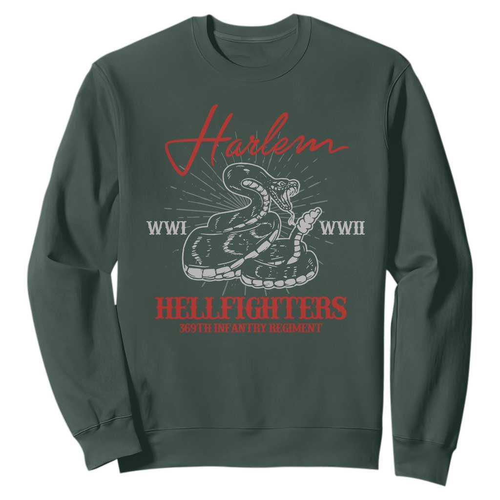 Harlem Hellfighters Sweatshirt 369th Infantry Regiment Black Snake Black History Month TS11 Dark Forest Green Print Your Wear