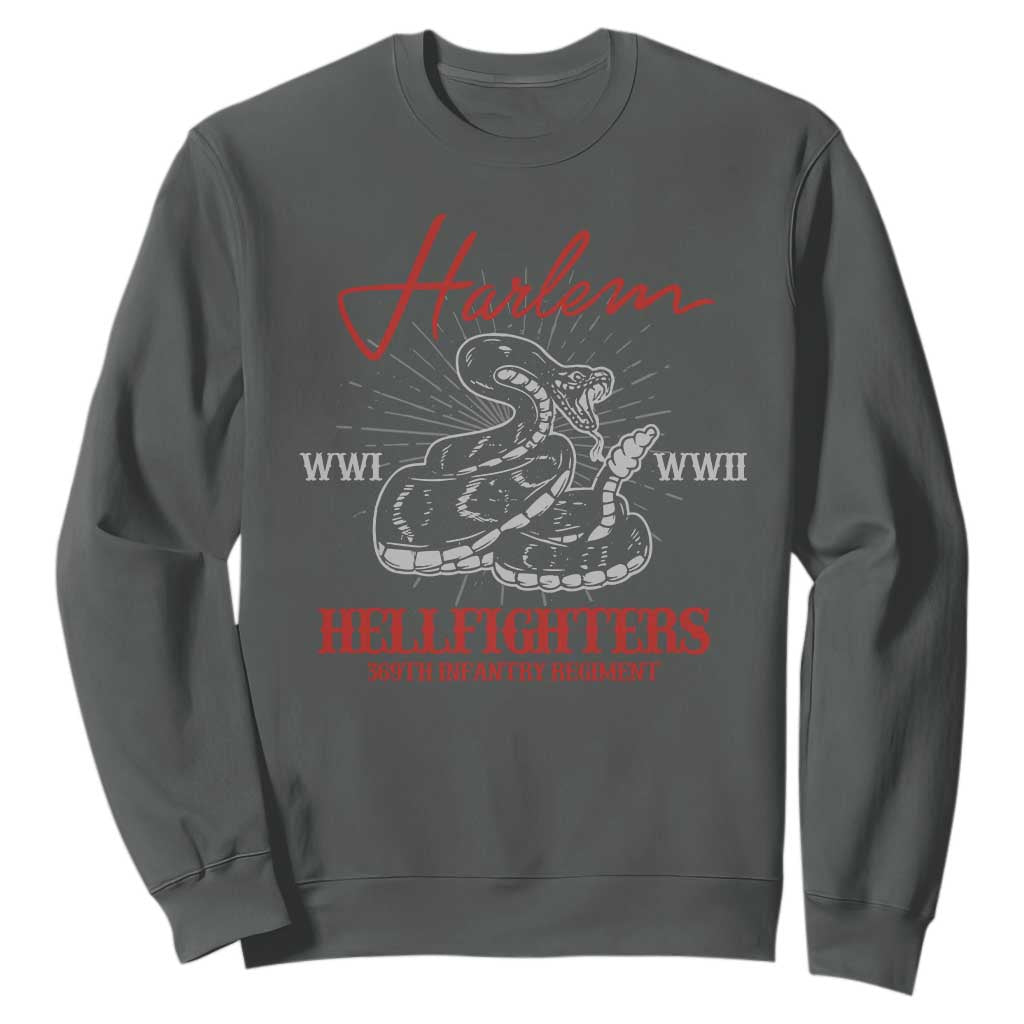 Harlem Hellfighters Sweatshirt 369th Infantry Regiment Black Snake Black History Month TS11 Dark Heather Print Your Wear