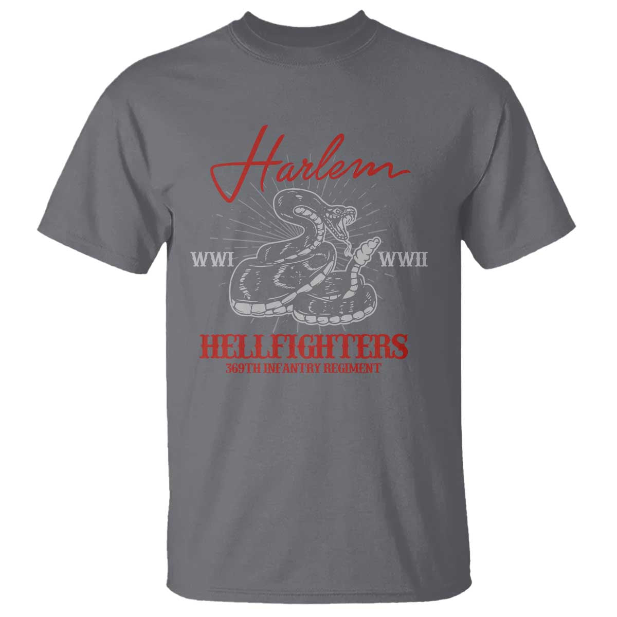 Harlem Hellfighters T Shirt 369th Infantry Regiment Black Snake Black History Month TS11 Charcoal Print Your Wear