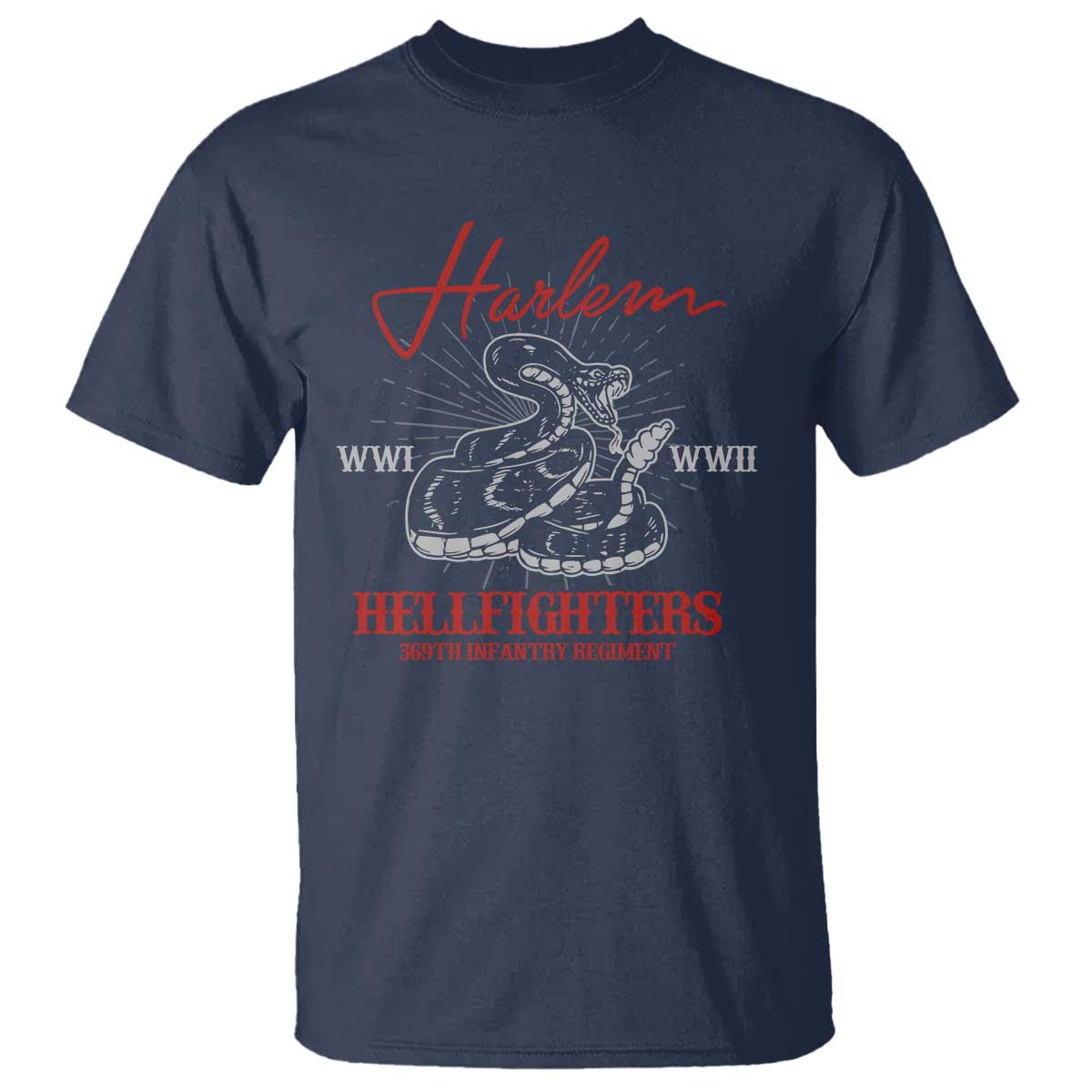 Harlem Hellfighters T Shirt 369th Infantry Regiment Black Snake Black History Month TS11 Navy Print Your Wear