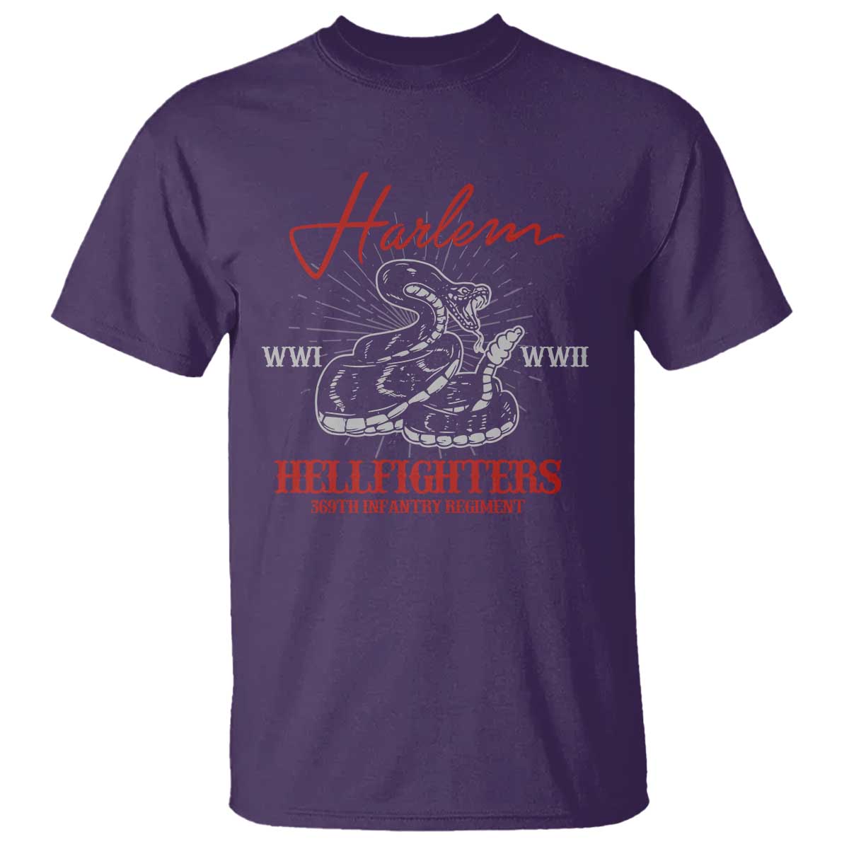 Harlem Hellfighters T Shirt 369th Infantry Regiment Black Snake Black History Month TS11 Purple Print Your Wear