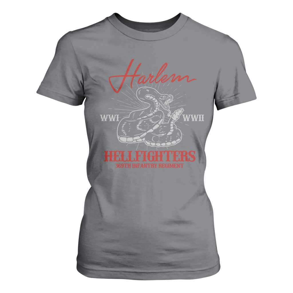 Harlem Hellfighters T Shirt For Women 369th Infantry Regiment Black Snake Black History Month TS11 Charcoal Print Your Wear