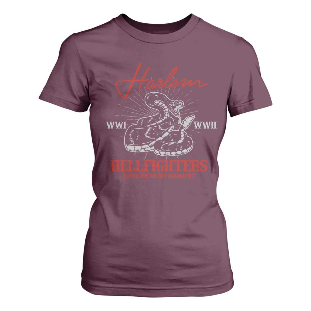 Harlem Hellfighters T Shirt For Women 369th Infantry Regiment Black Snake Black History Month TS11 Maroon Print Your Wear
