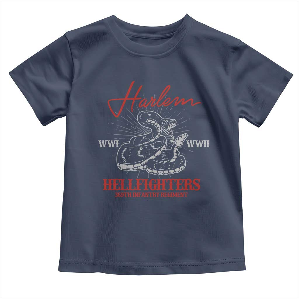Harlem Hellfighters Toddler T Shirt 369th Infantry Regiment Black Snake Black History Month TS11 Navy Print Your Wear