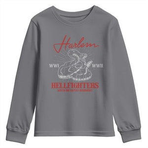 Harlem Hellfighters Youth Sweatshirt 369th Infantry Regiment Black Snake Black History Month TS11 Charcoal Print Your Wear