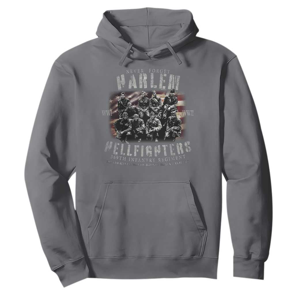 Never Forget Harlem Hellfighters Hoodie Vintage American Flag TS11 Charcoal Print Your Wear