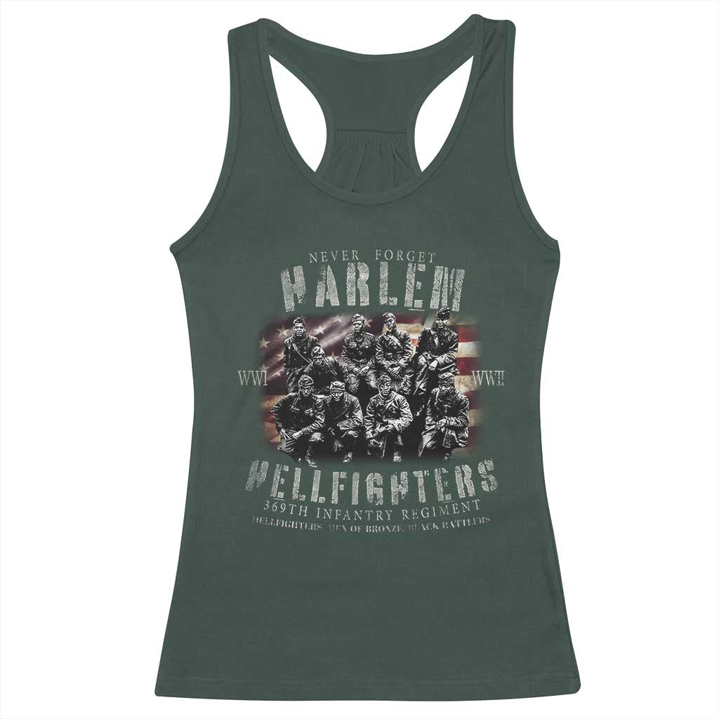 Never Forget Harlem Hellfighters Racerback Tank Top Vintage American Flag TS11 Dark Forest Green Print Your Wear