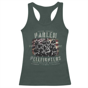 Never Forget Harlem Hellfighters Racerback Tank Top Vintage American Flag TS11 Dark Forest Green Print Your Wear